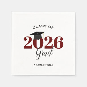 Class of 2025 Graduate Modern Maroon Napkin