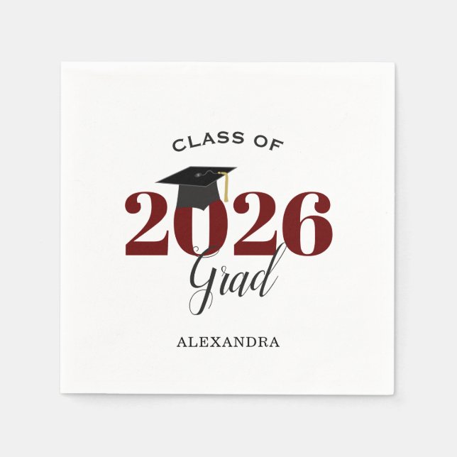 Class of 2025 Graduate Modern Maroon Napkin (Front)