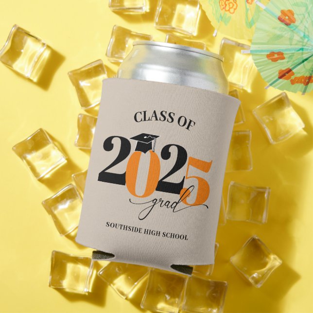 Class of 2025 Graduate Modern Orange Can Cooler (In Situ Summer)