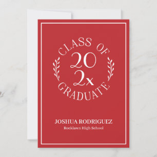 Class of 2025 Graduate Modern Red White Emblem Announcement