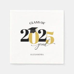 Class of 2025 Graduate Modern Tyopgraphy Gold Napkin