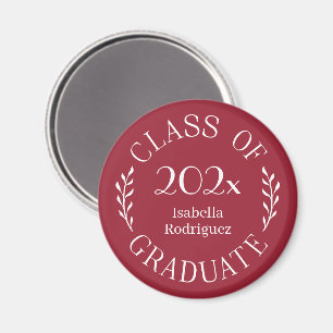 Class of 2025 Graduate Name Typography Burgundy Magnet