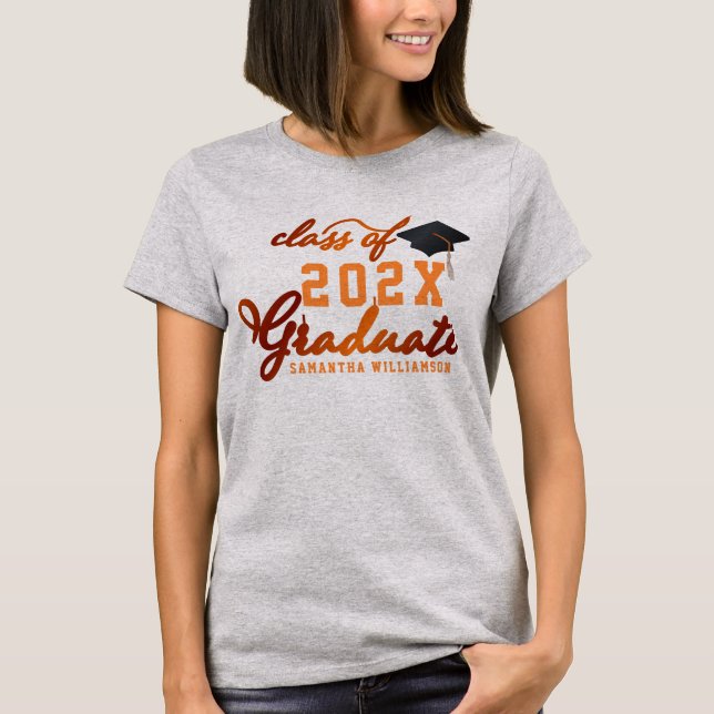 Class of 2025 Graduate Orange Graduation T-Shirt (Front)