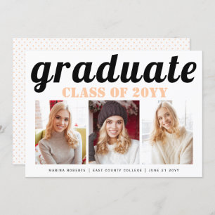 Class of 2025 graduate peach typography photo invitation