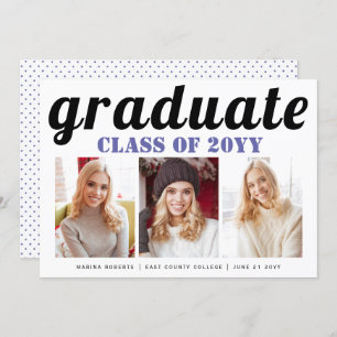 Class of 2025 graduate periwinkle typography photo invitation
