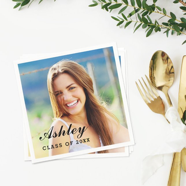 Class of 2025 Graduate Personalised Photo Napkin (Creator Uploaded)