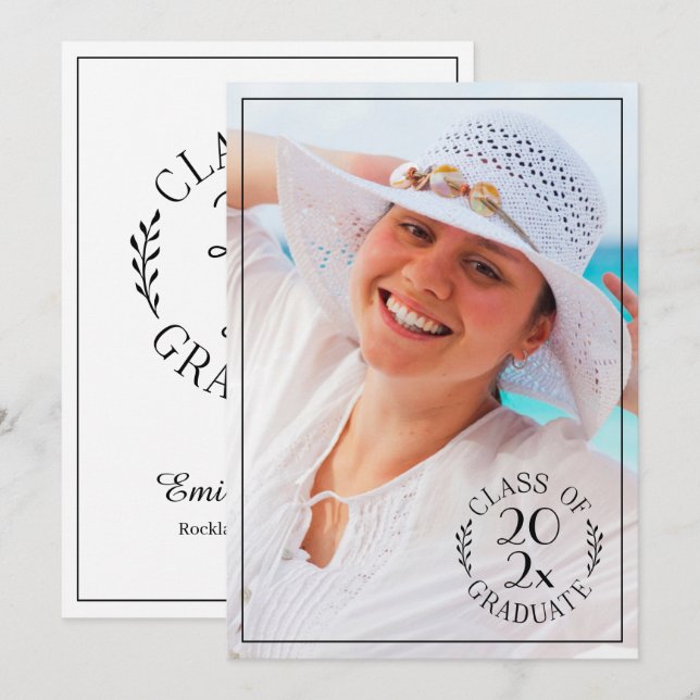 Class of 2025 Graduate Photo Modern Typography Announcement (Front/Back)