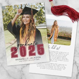 Class Of 2025 Graduate Simple Photo Graduation Announcement