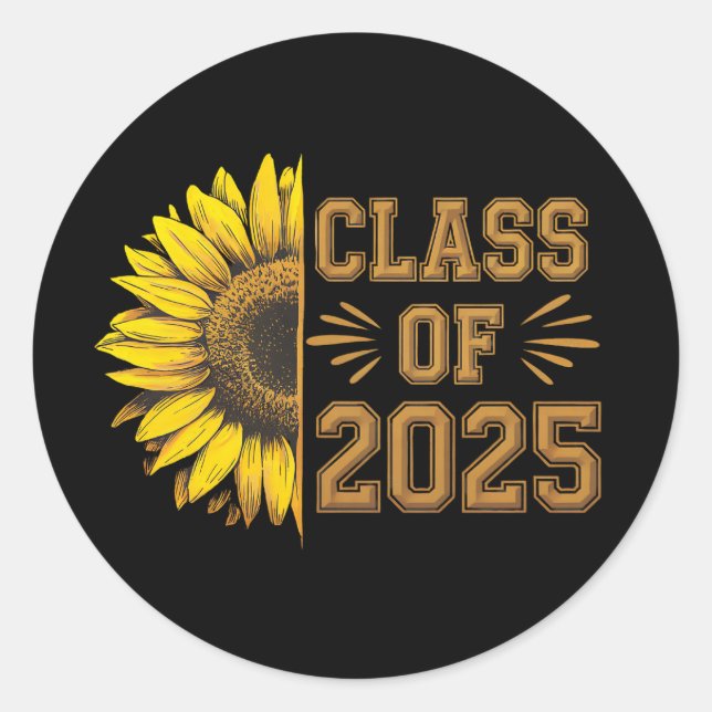 Class Of 2025 Graduate Sunflower Graduation Classic Round Sticker (Front)
