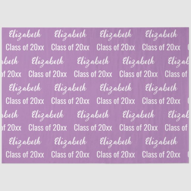 Class of 2025 Graduate's Name Lavender and White Tissue Paper (Front)