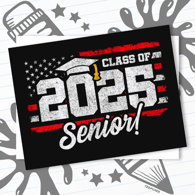 Class of 2025 Graduation American Flag Senior 2025 Postcard (Creator Uploaded)