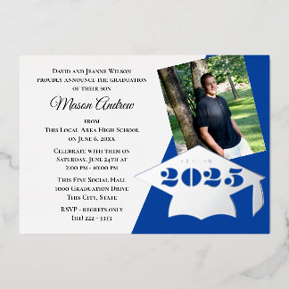 Class of 2025 Graduation Cap Foil Invitation