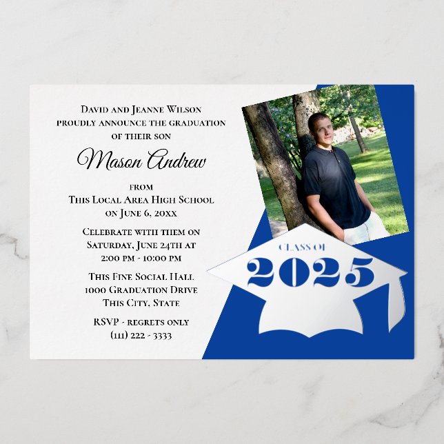 Class of 2025 Graduation Cap Foil Invitation (Front)