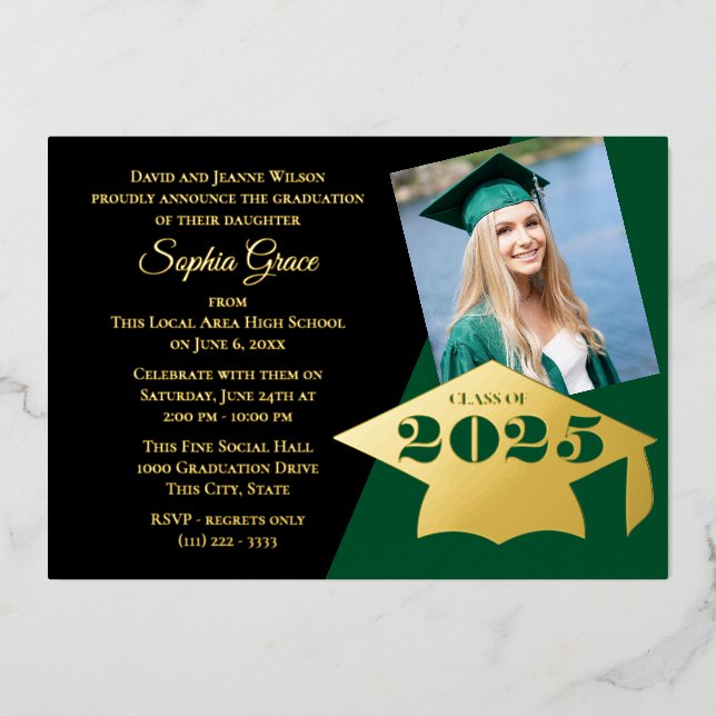Class of 2025 Graduation Cap Foil Invitation (Front)