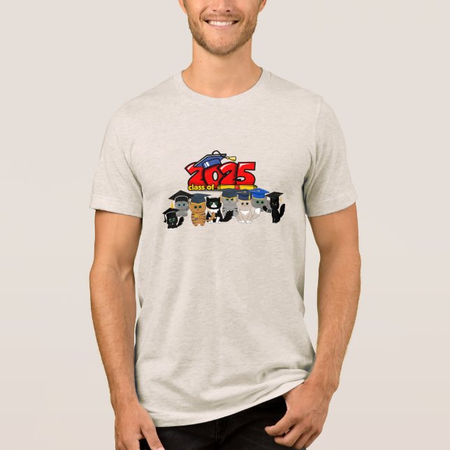 Class of 2025 Graduation Cat Design Tri-Blend Shirt (Front)