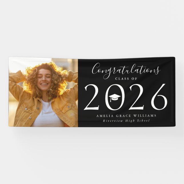 Class of 2025 Graduation Photo Black Banner (Horizontal)