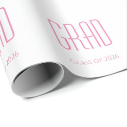 Class of 2025 Graduation Simple Pink Typography  Wrapping Paper