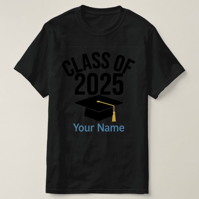 🎓 Class of 2025 Graduation T-Shirt – Custom Name  (Design Front)
