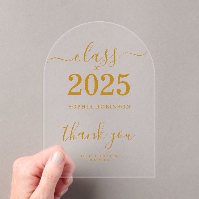 Class of 2025 Graduation Thank You Card Acrylic Invitations (Insitu (Handheld))