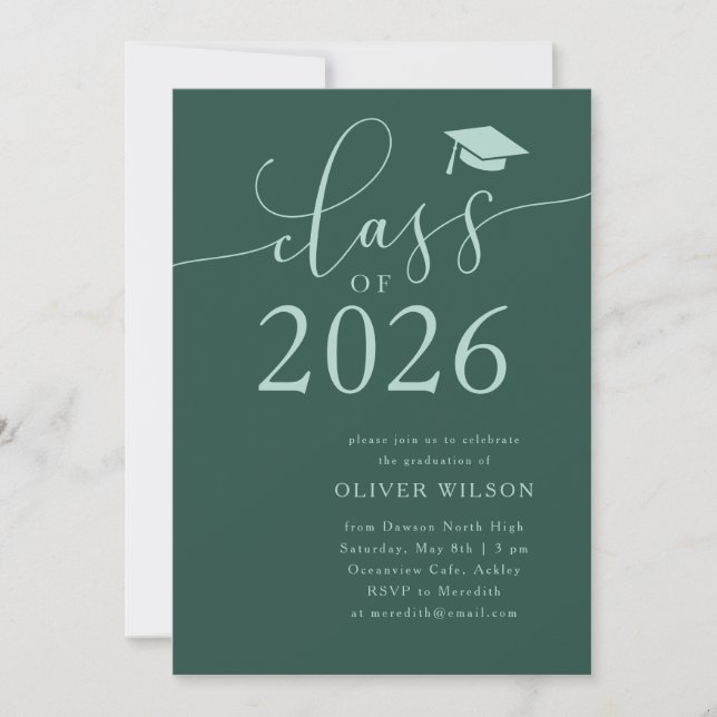 Class of 2025 Green Graduation Party  Invitation (Front)