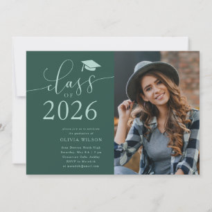 Class of 2025 Green Graduation Party Photo  Invitation