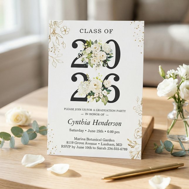 Class of 2025 Greenery Floral Graduation Party Invitation (Creator Uploaded)