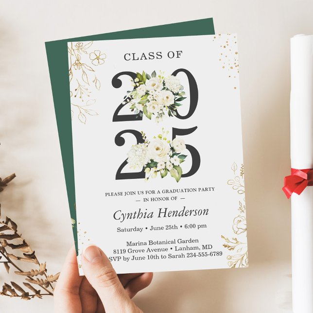 Class of 2025 Greenery Floral Graduation Party Invitation (Creator Uploaded)