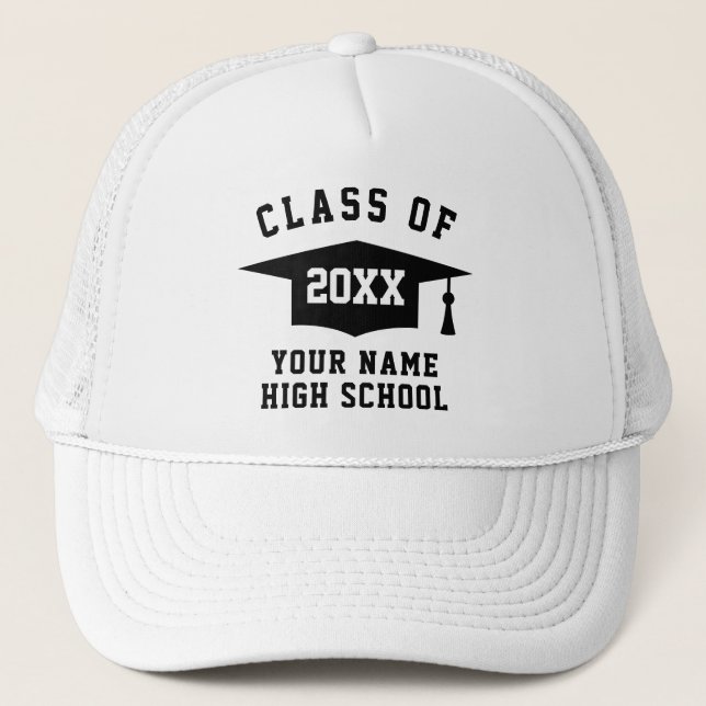 Class of 2025 high school graduation party trucker hat (Front)