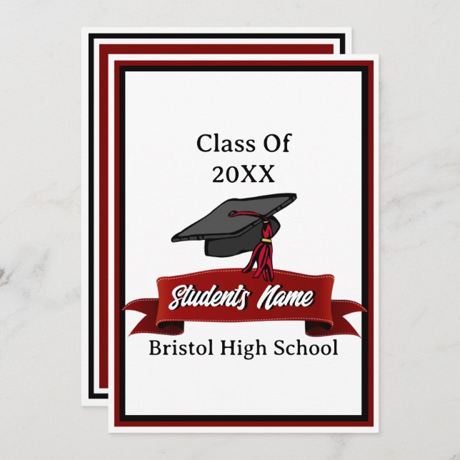 Class of 2025 Maroon and Black Graduation Party Invitation (Front/Back)