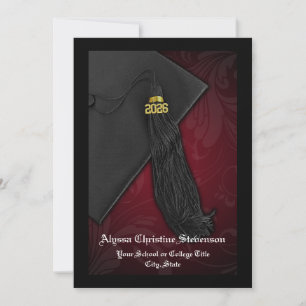 Class of 2025 Maroon Tassel Dignified Graduation Invitation