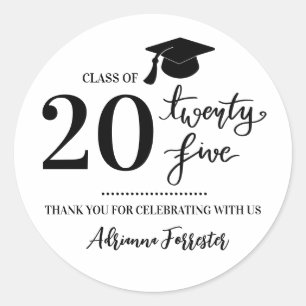 Class of 2025   Minimal Script Graduation Hat Classic Round Sticker