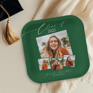 Class Of 2025 Minimalist Photo Grad Party Paper Plate