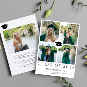 Class of 2025 modern 5 photo collage graduation announcement