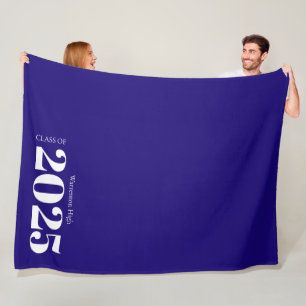 Class of 2025 Modern Blue White Senior Classic Fleece Blanket