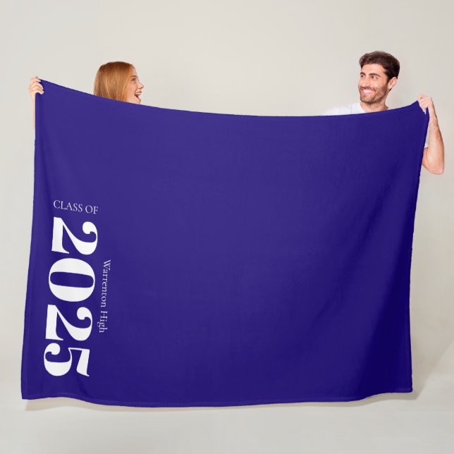 Class of 2025 Modern Blue White Senior Classic  Fleece Blanket (In Situ)