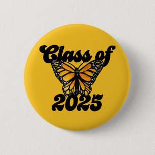 Class of 2025 Monarch Butterfly Orange and Black 6 Cm Round Badge