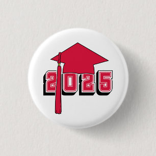 Class of 2025 Mortar Board Design 3 Cm Round Badge