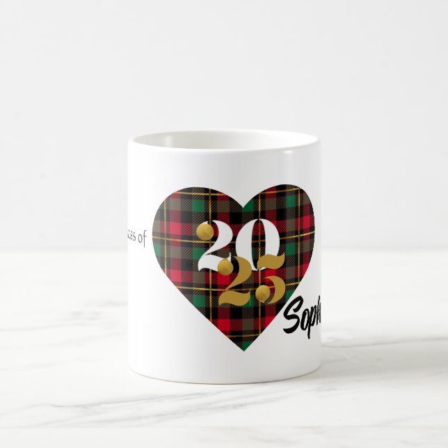  Class of 2025 Personalised Plaid Heart Mug (Center)