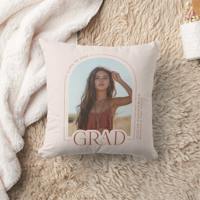 Class of 2025 Photo Blush Pink Graduation Keepsake Cushion (Blanket)