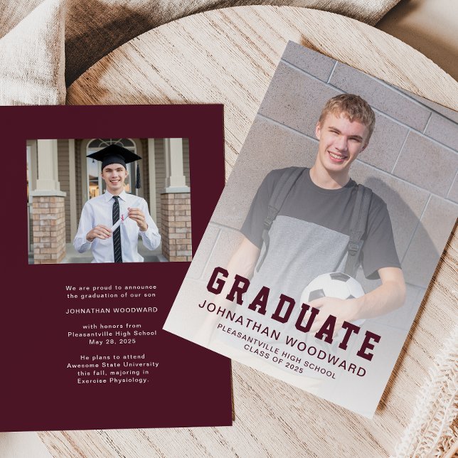 Class of 2025 Photos Burgundy Grad Announcement (Creator Uploaded)