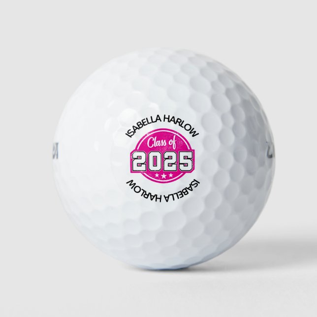 Class of 2025 Pink Graduate Name Golf Balls (Front)