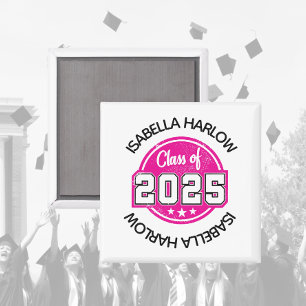 Class of 2025 Pink Graduate Name Magnet