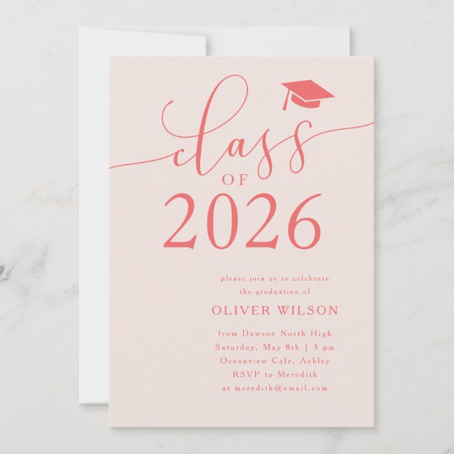 Class of 2025 Pink Graduation Party  Invitation (Front)