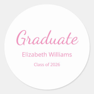 Class of 2025 Pink Script Graduation  Classic Round Sticker