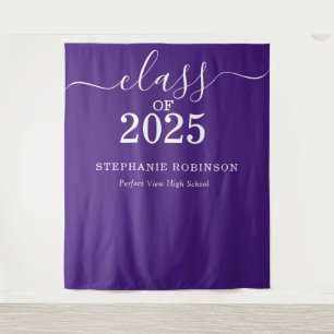 Class of 2025 Purple Graduation Backdrop Prop Tapestry