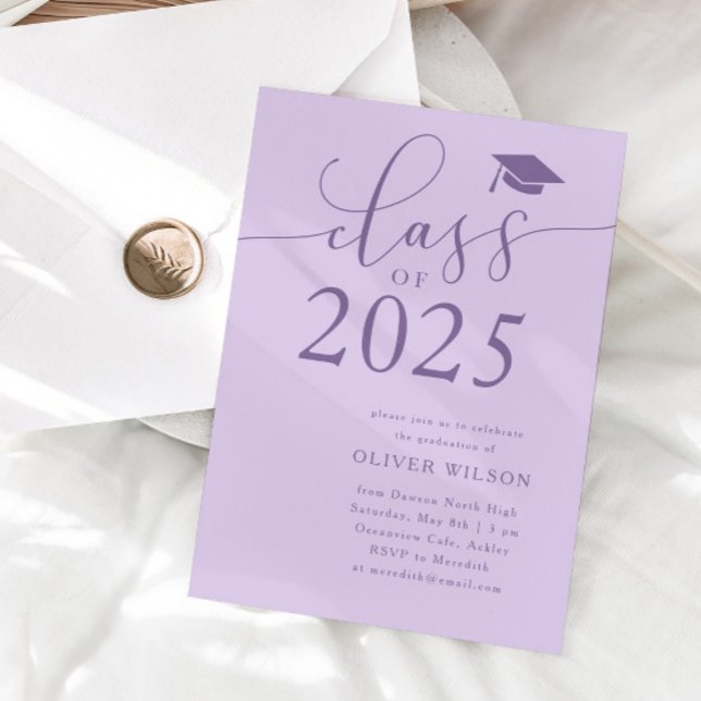 Class of 2025 Purple Graduation Party  Invitation (Creator Uploaded)