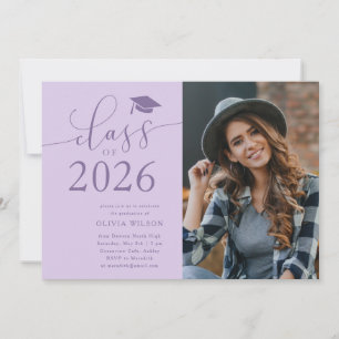 Class of 2025 Purple Graduation Party Photo  Invitation