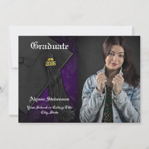 Class of 2025 Purple Tassel Photo Graduation Invitation