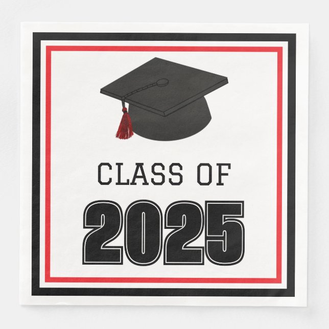 Class of 2025 Red and Black Napkin (Front)