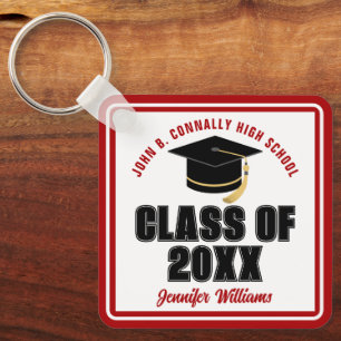 Class of 2025 Red White Personalised Graduate Gift Key Ring